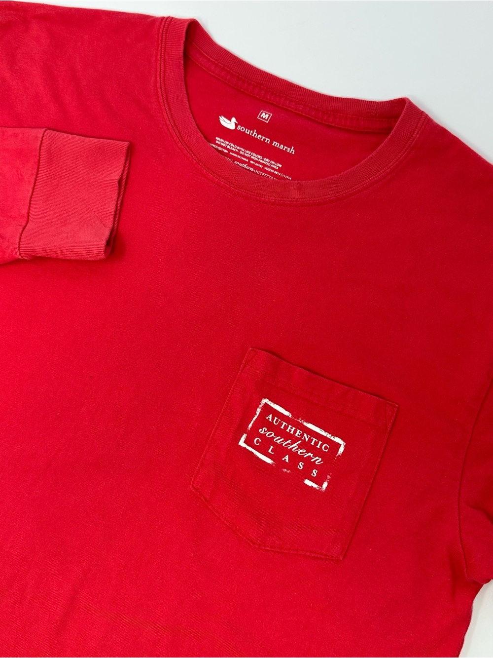 Southern Marsh Mens Medium Red Long Sleeve Pocket T-Shirt Southern Class A6